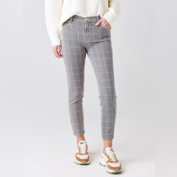FRAME WOMEN'S LE HIGH SKINNY CROP JEANS Size 28 Gray Plaid - Picture 9 of 9